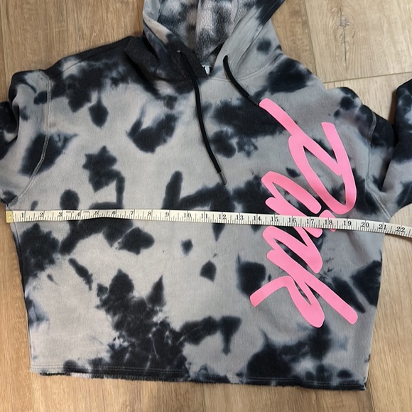 **SOLD ON MERCARI**PINK Victoria’s Secret tie-dyed cropped hoodie size small - Picture 7 of 8